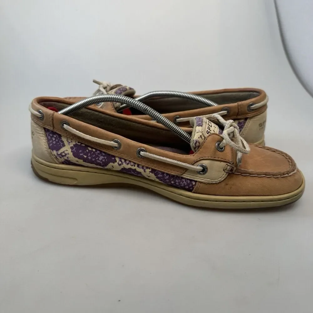Sperry Boat Shoe Women's Size 10 Brown Purple Leather Casual Comfort Shoes EUC